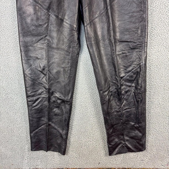 Saxony Genuine Leather Pants Mens 42 Black Pleated Tapered Dress NWT Trousers - Picture 2 of 16